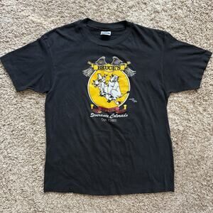 Vintage 80’s 1988 Bruces Nut Run Graphic Tee Black T-Shirt Size XL Single Stitch